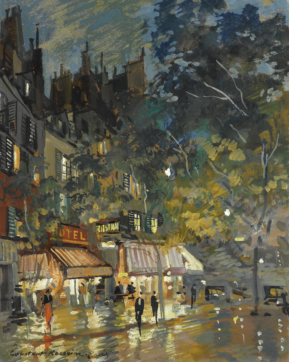 Kawiarnia nocą w Paryżu, 1936 autorstwa Konstantin Alekseevich Korovin