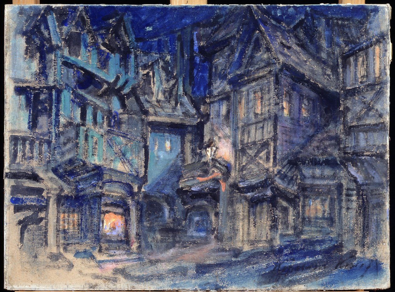 Scenografia do baletu Esmeralda Antona Simona (1851-1916) (Scenografia do baletu Esmaralda A.Simona). Praca Konstantina Aleksiejewicza Korowina (Constantin Korovin) (1861-1939), tempera na tekturze autorstwa Konstantin Alekseevich Korovin