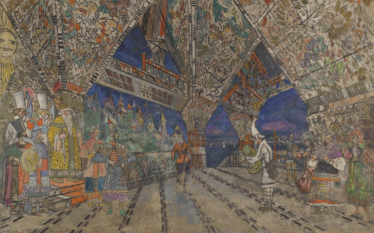 Scenografia do opery Złoty Kogucik N. Rimskiego-Korsakowa autorstwa Konstantin Alekseevich Korovin