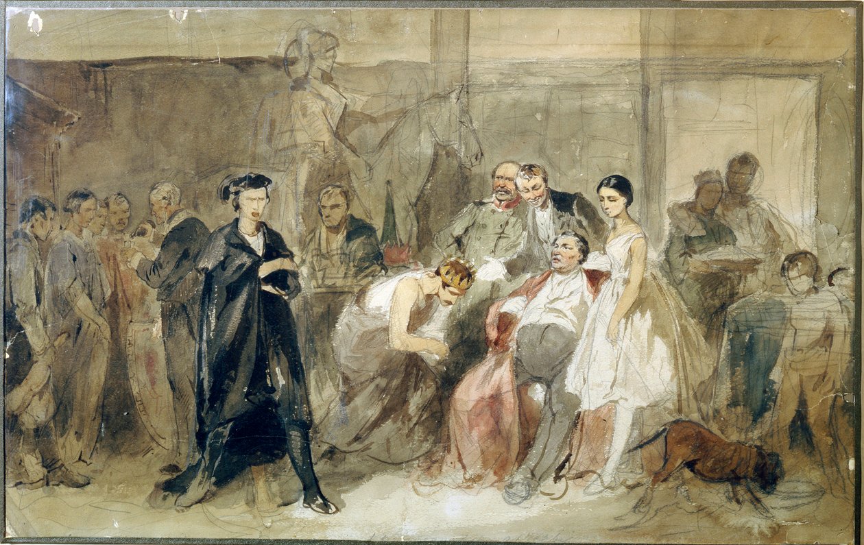 Za kurtyną w teatrze pańszczyźnianym - Praca Konstantina Aleksandrowicza Trutowskiego (Troutovsky) (1826-1893) - Za kurtyną w teatrze pańszczyźnianym - Akwarela na papierze - Sztuka rosyjska autorstwa Konstantin Alexandrovich Trutovsky