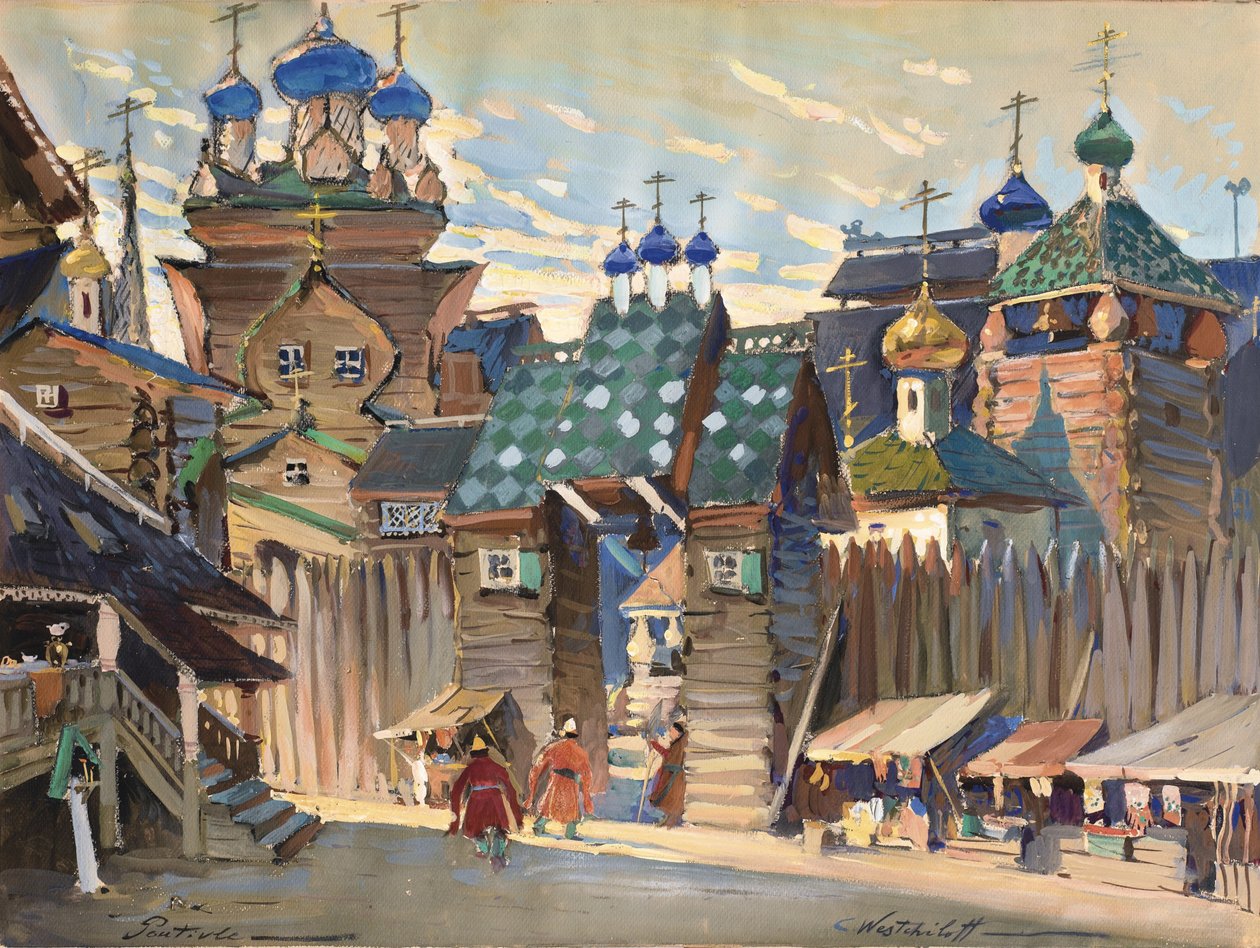 Rynek. Scenografia do opery Książę Igor A. Borodina autorstwa Konstantin Alexandrovich Veshchilov