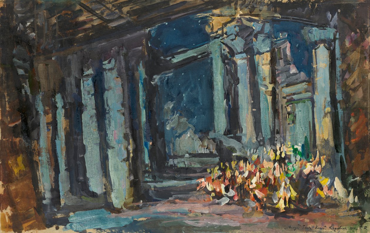 Pałac Kleopatry, Sala Egipska. Scenografia do opery-baletu Mlada Rimskiego-Korsakowa, 1916. autorstwa Konstantin Alexeyevich Korovin