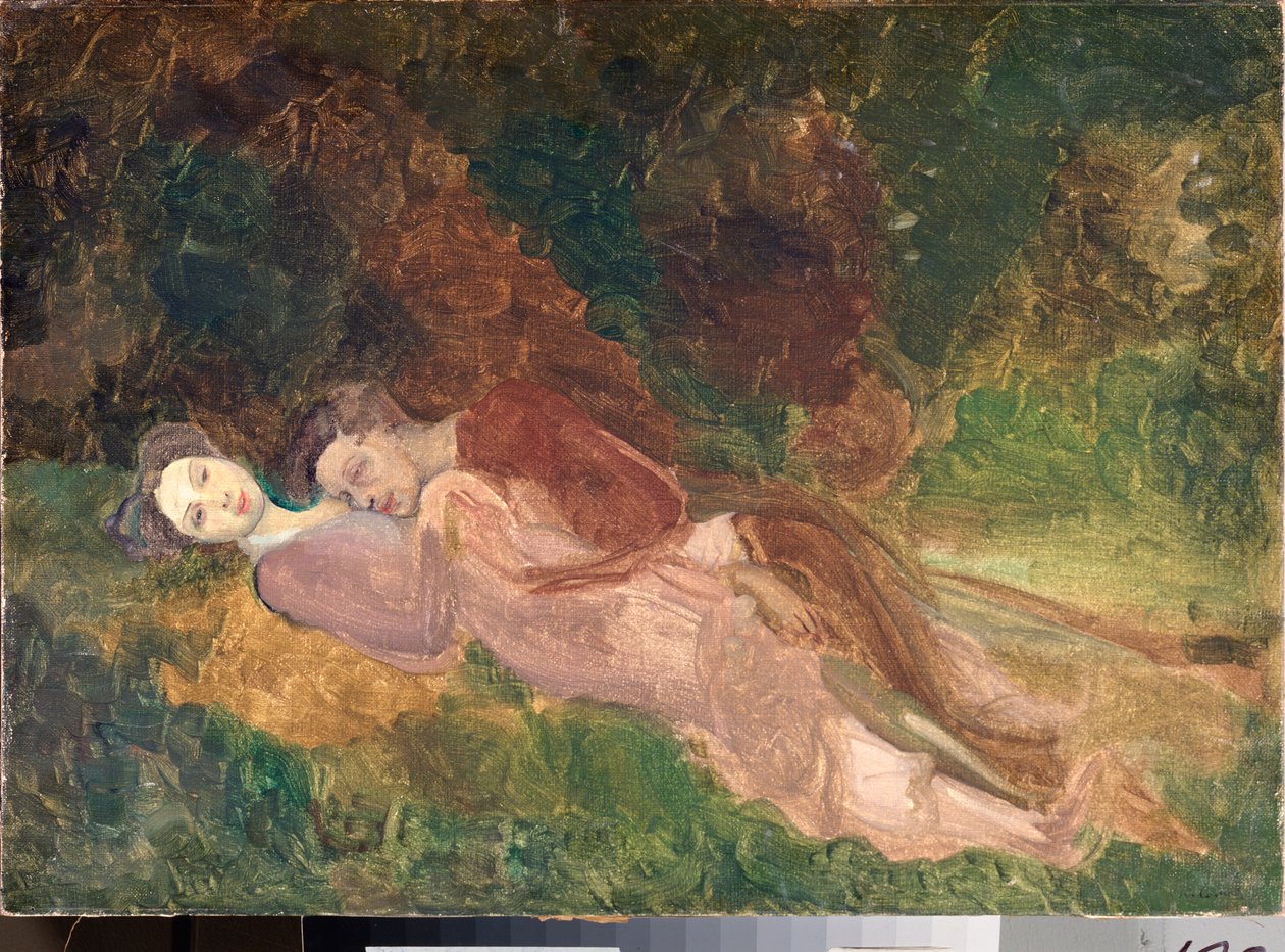 Kochankowie (Kochankowie) - Obraz Konstantina (Konstantina) Andreevicha Somova (1869-1939), olej na płótnie autorstwa Konstantin Andreevic Somov