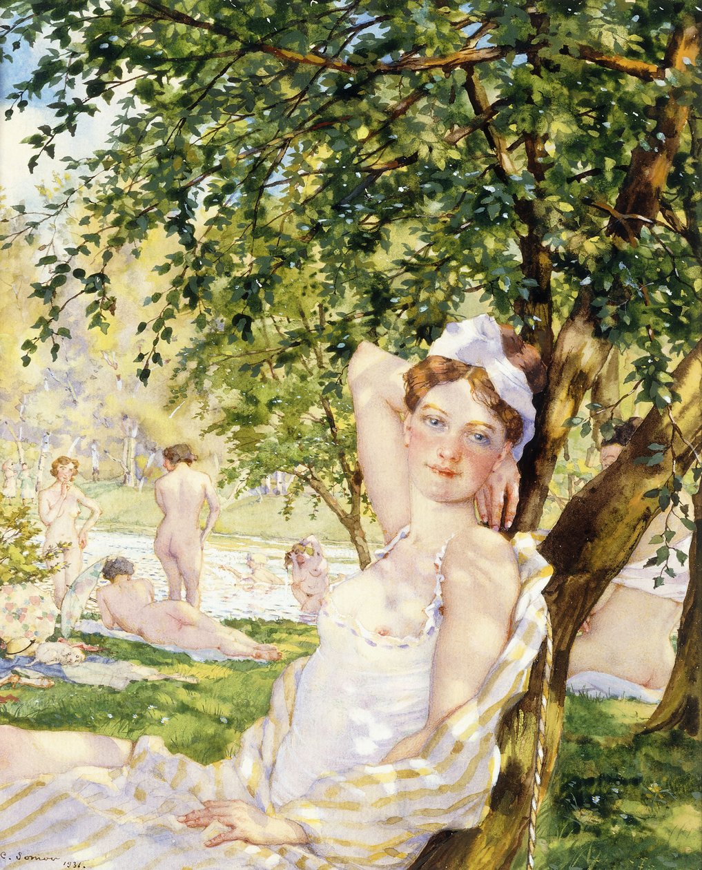 Kąpiący się w słońcu autorstwa Konstantin Andreevic Somov