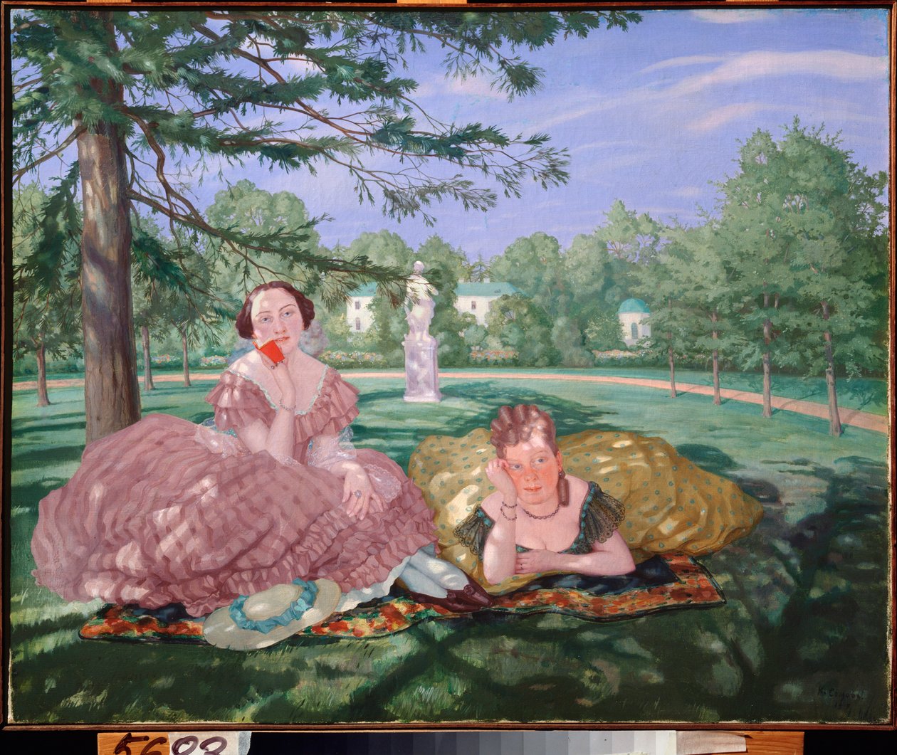 Dwie panie w parku - obraz Konstantina (Constantina) Andreyevicha Somova (1869-1939), olej na płótnie autorstwa Konstantin Andreevic Somov