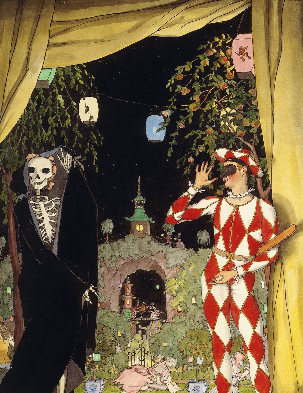 Arlekin i Śmierć autorstwa Konstantin Andreevic Somov