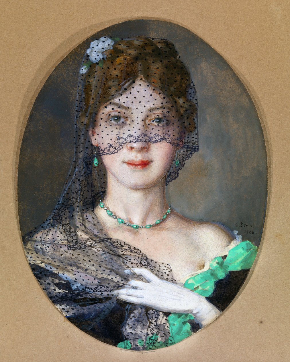 „Kobieta z welonem” (Manon Lescaut) 1928 autorstwa Konstantin Andreevic Somov