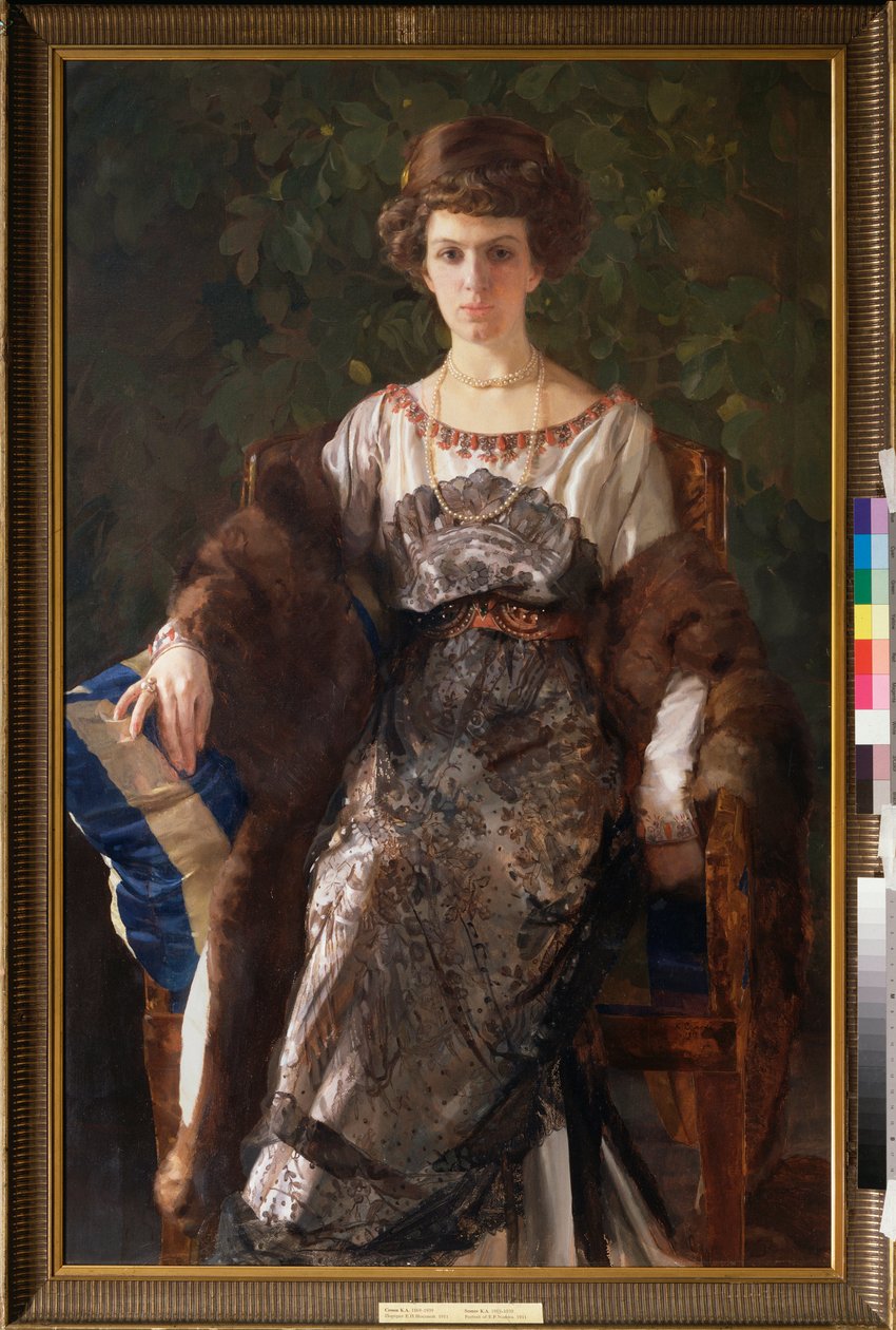 Portret Evfimii Nosovej, z domu Ryabushinskaya (1881-1960). Obraz Konstantina (Constantina) Andreyevicha Somova (1869-1939), olej na płótnie autorstwa Konstantin Andreevic Somov