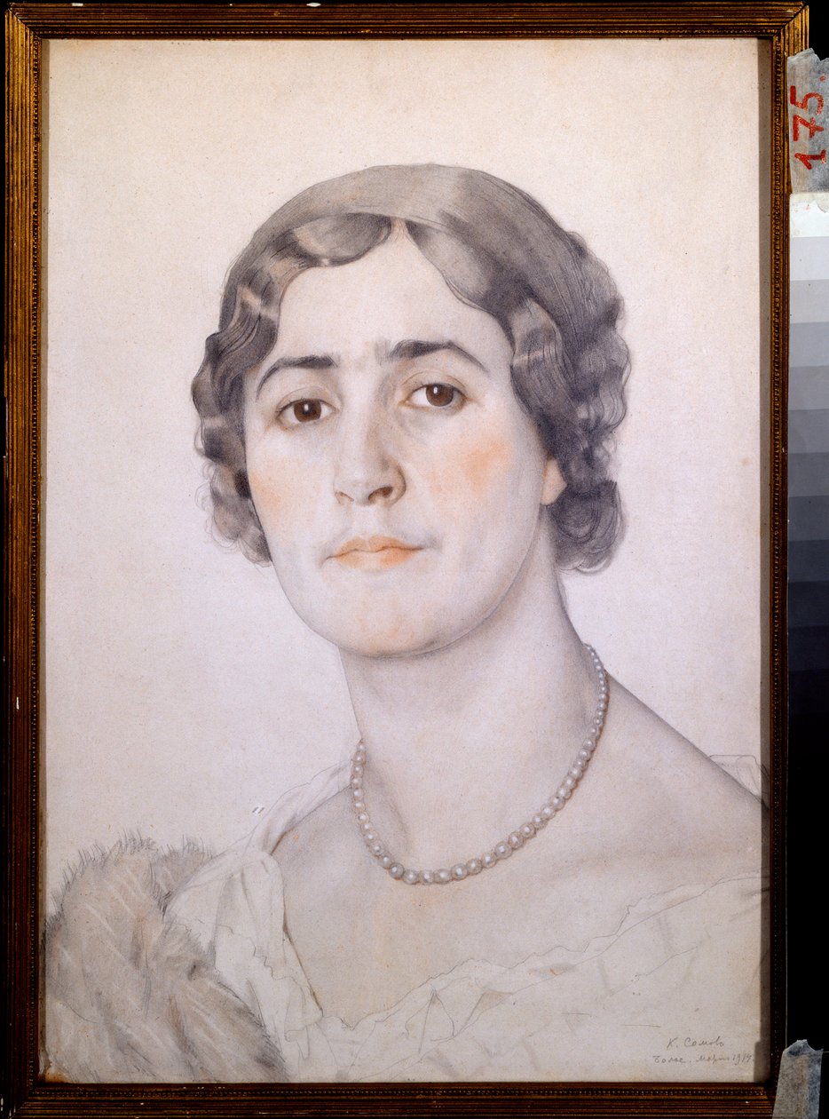 Portret aktorki DG Karysheva (?) (Portret aktorki DG Karysheva) - Praca Konstantina (Constantina) Andreyevicha Somova (1869-1939), akwarela, sangwina i pastel na papierze autorstwa Konstantin Andreevic Somov