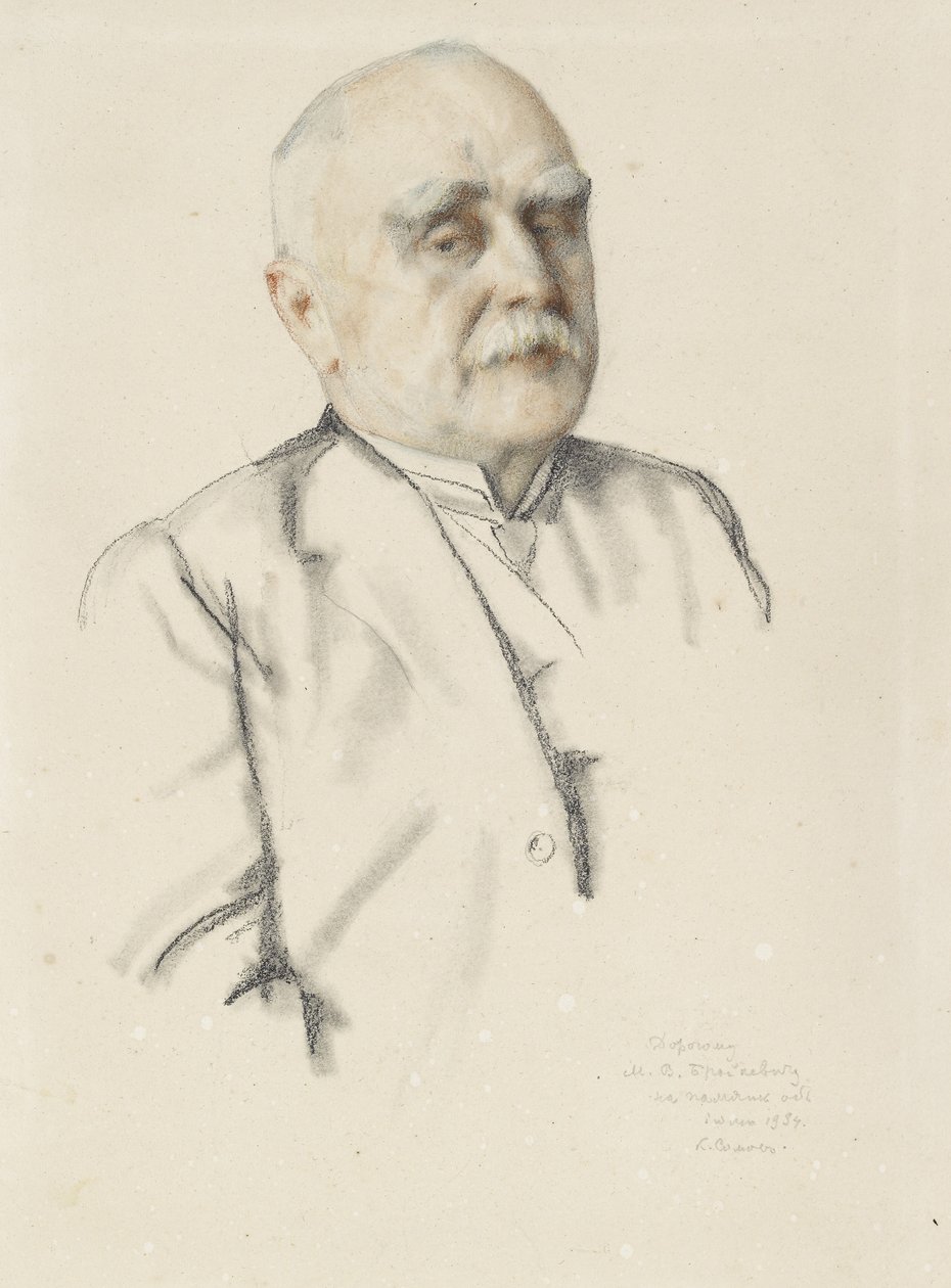 Portret Michaiła Wasiljewicza Brajkiewicza, 1934 gGrafitowe i kolorowe kredki, z kikutem na przebarwionym papierze) autorstwa Konstantin Andreevic Somov