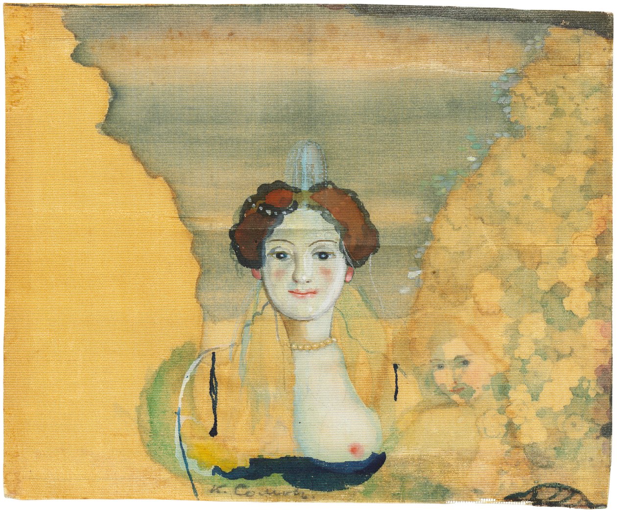 Młoda dama z ogrodem za nią. autorstwa Konstantin Andreyevich Somov