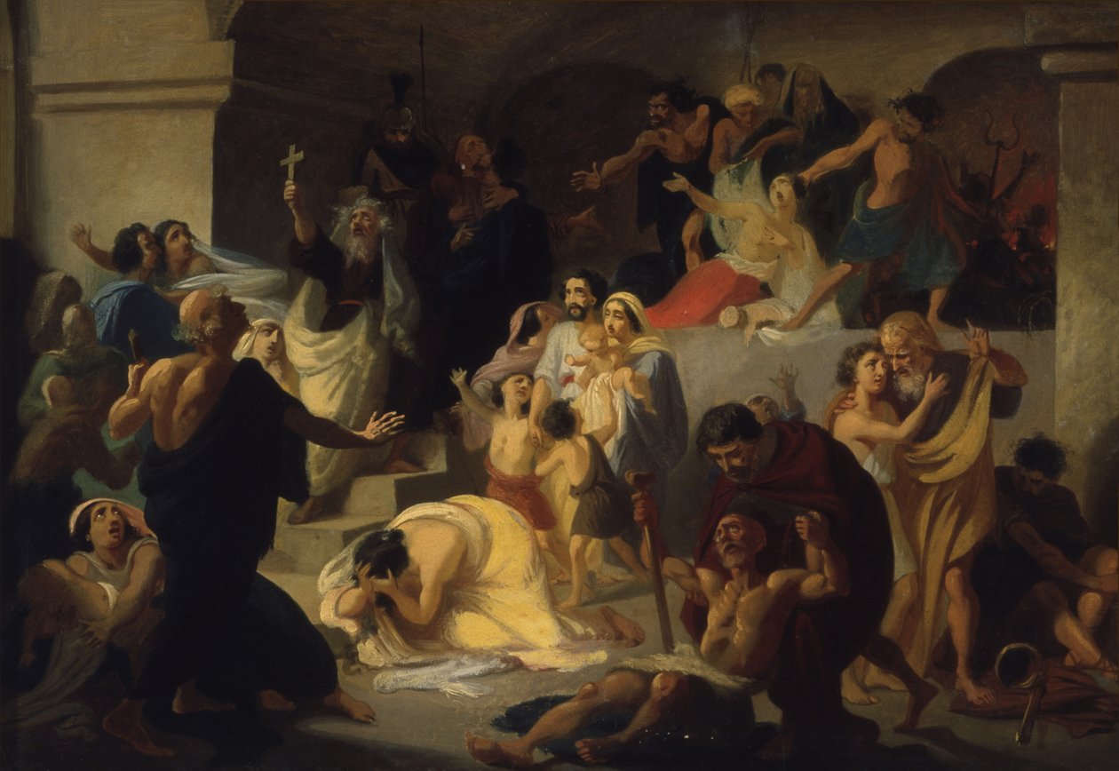Męczennicy chrześcijańscy w Koloseum, początek lat 60. XIX wieku autorstwa Konstantin Dmitrievich Flavitski