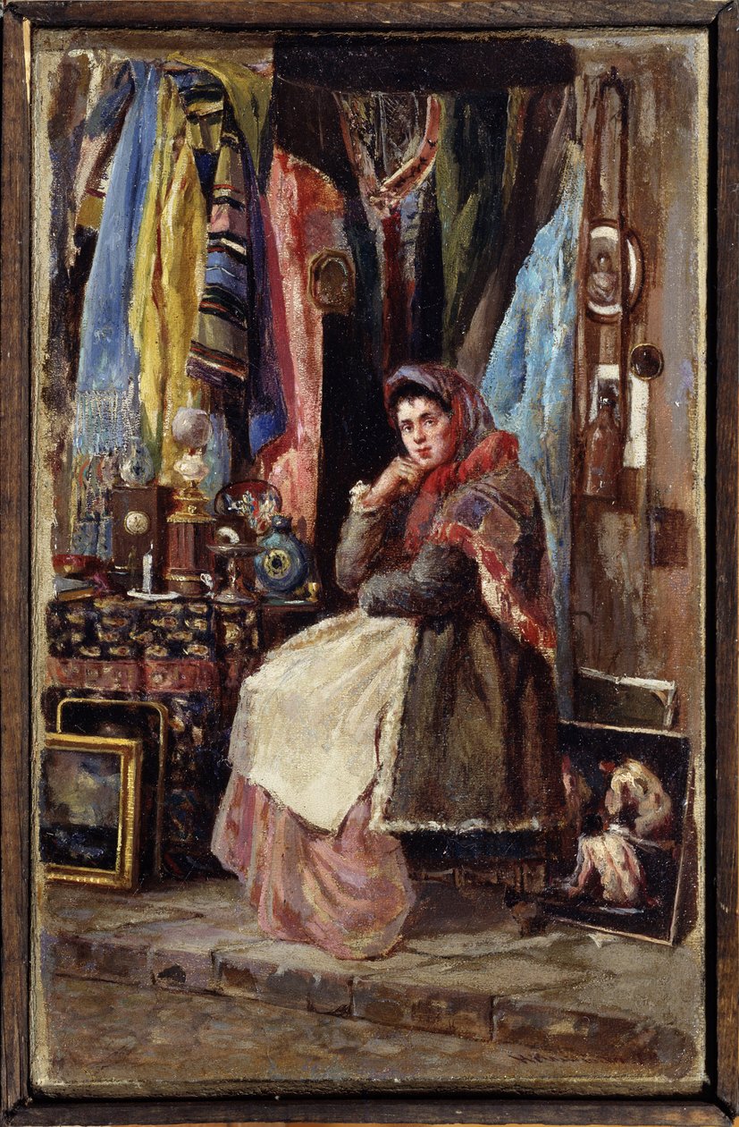 Boutique de curiosites (sklep z ciekawostkami). Peinture de Konstantin Jegorovich Makovsky (Constantin Makovski) (1839-1915), huile sur toile. Art russe 19e siecle. Muzeum Sztuki im. M.Tuganova Północnej Osetii, Władykaukaz (Vladicaucaze) (Rosja). autorstwa Konstantin Egorovich Makovsky