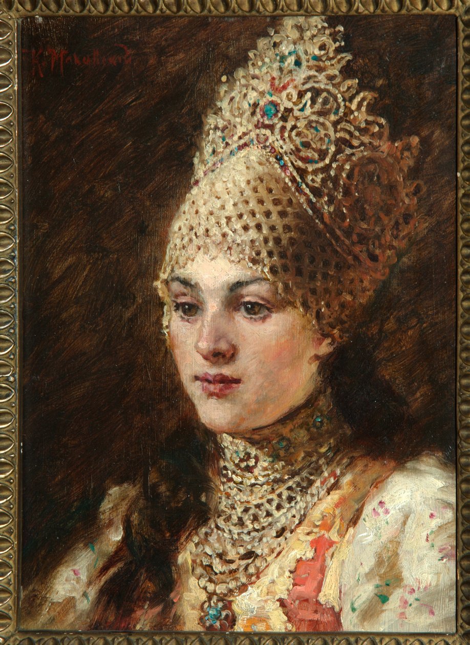 Femme boyard (boiard, boiar) - Peinture de Konstantin Jegorovich Makovsky (Constantin Makovski) (1839-1915), huile sur toile, vers 1890 - (Żona bojara, olej na płótnie Konstantina Jegorowicza Makowskiego autorstwa Konstantin Egorovich Makovsky