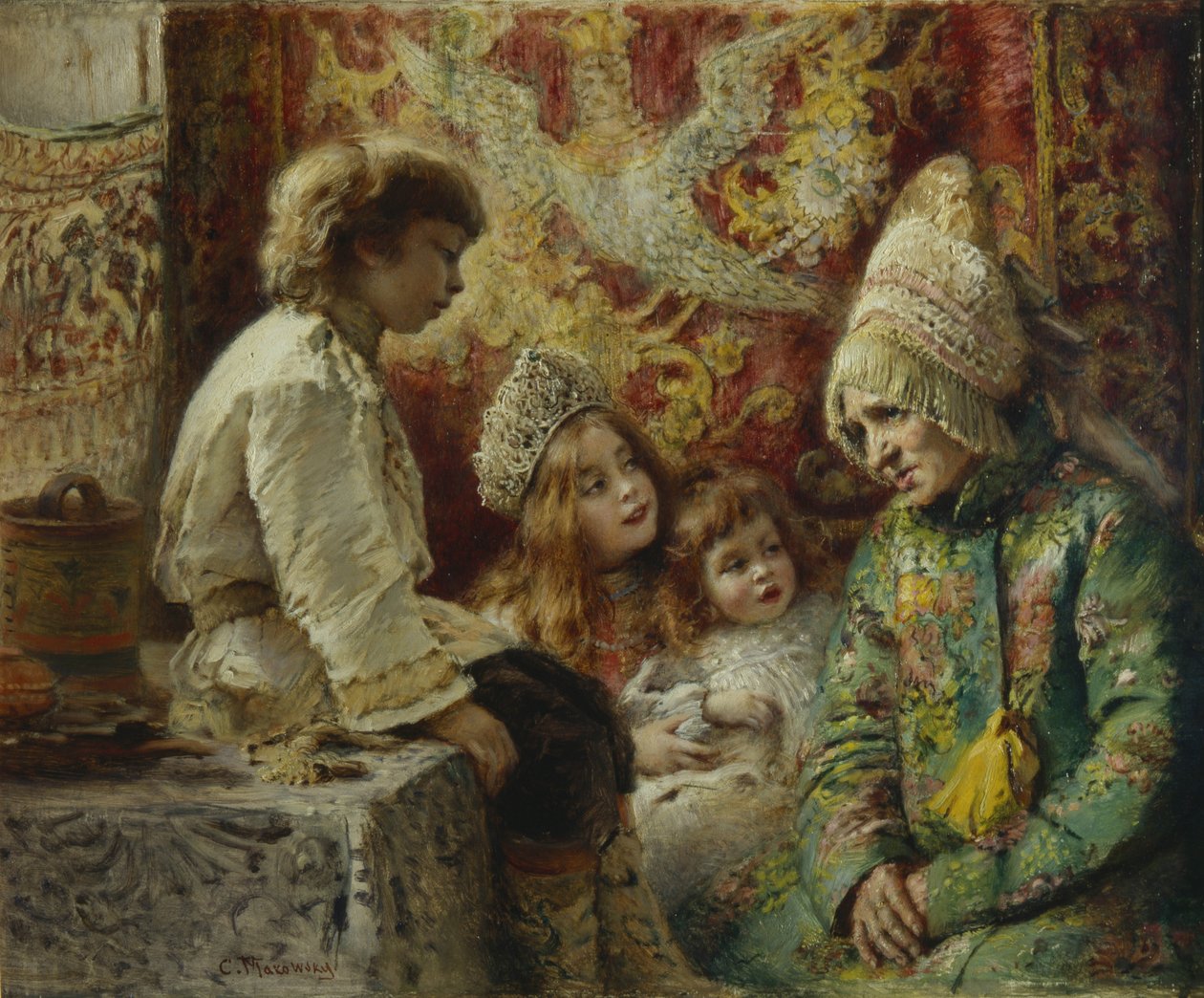 Babcia z dziećmi Babcia Bajka, 1882 autorstwa Konstantin Egorovich Makovsky