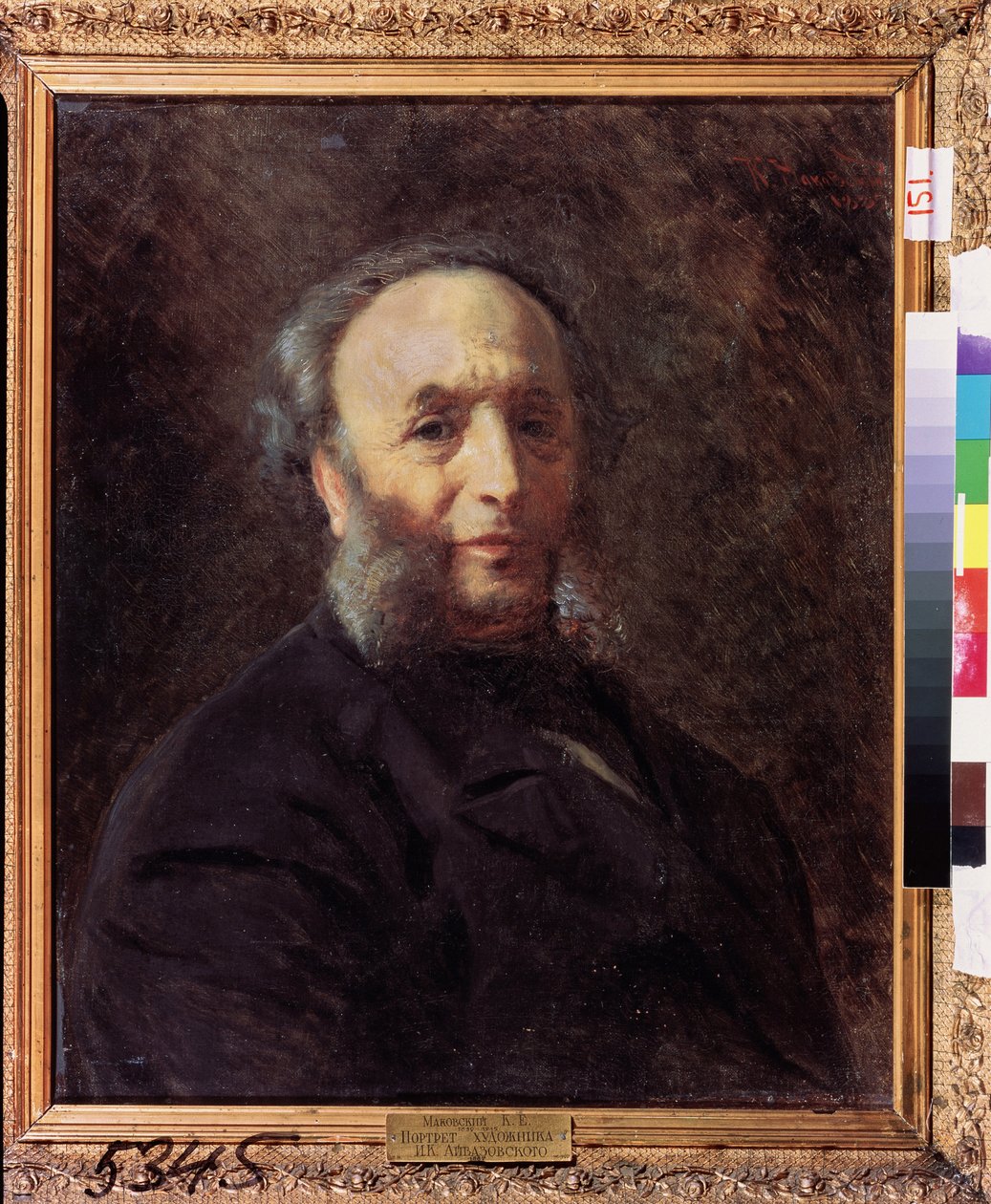 Portrait du peintre Ivan Aivazovsky (Aivazovsky) (1817-1900). (Portret artysty Iwana Ajwazowskiego). Peinture de Konstantin Jegorovich Makovsky (Constantin Makovski) (1839-1915), huile sur toile autorstwa Konstantin Egorovich Makovsky