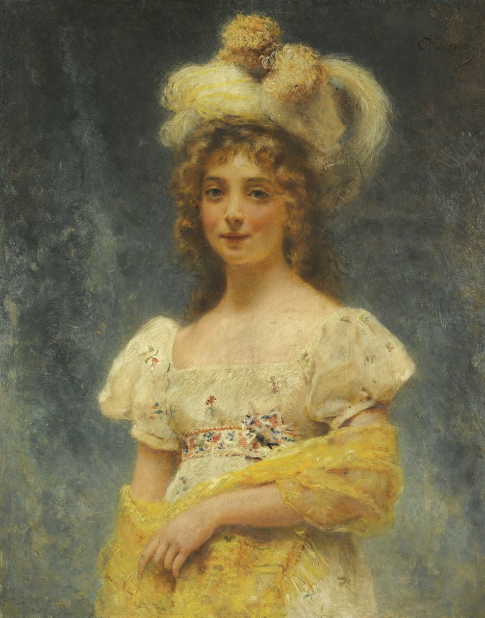 Portret damy w żółtym szalu autorstwa Konstantin Egorovich Makovsky