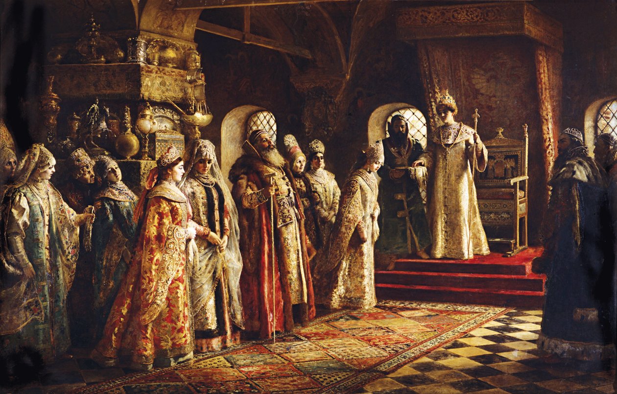 Car Aleksiej Michajłowicz wybiera pannę młodą, 1886 autorstwa Konstantin Egorovich Makovsky
