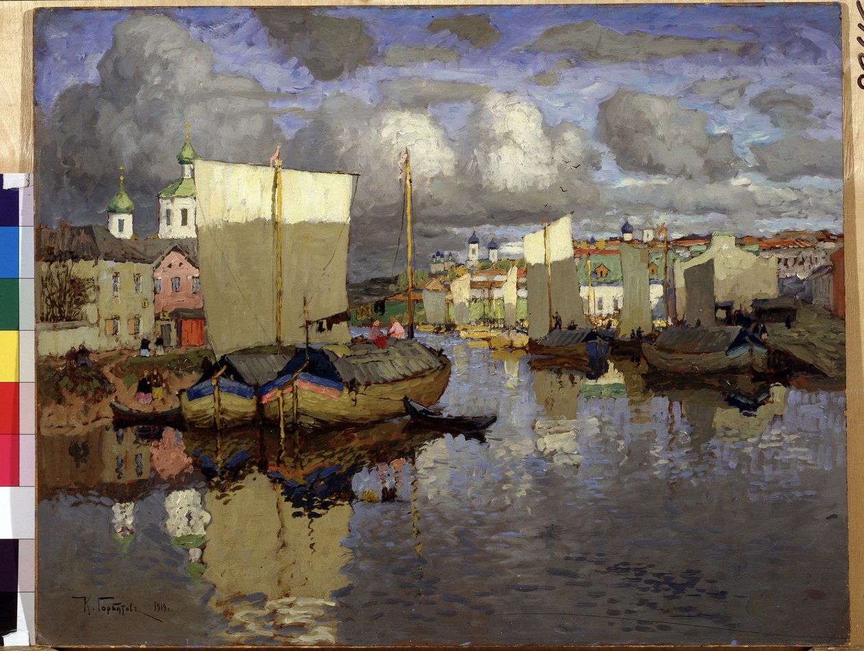 „Psków” Obraz Konstantina (Constantina) Gorbatowa (1876-1945) 1919 Państwowe Muzeum Rosyjskie, Sankt Petersburg autorstwa Konstantin Ivanovich Gorbatov