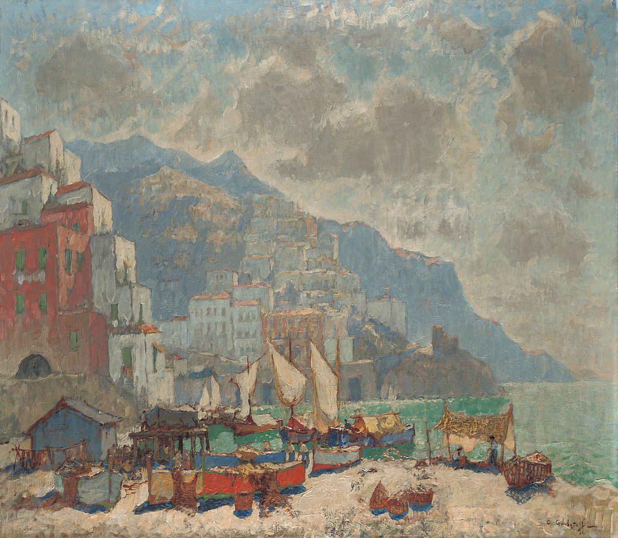 Widok Amalfi w świetle poranka, autorstwa Konstantin Ivanovich Gorbatov