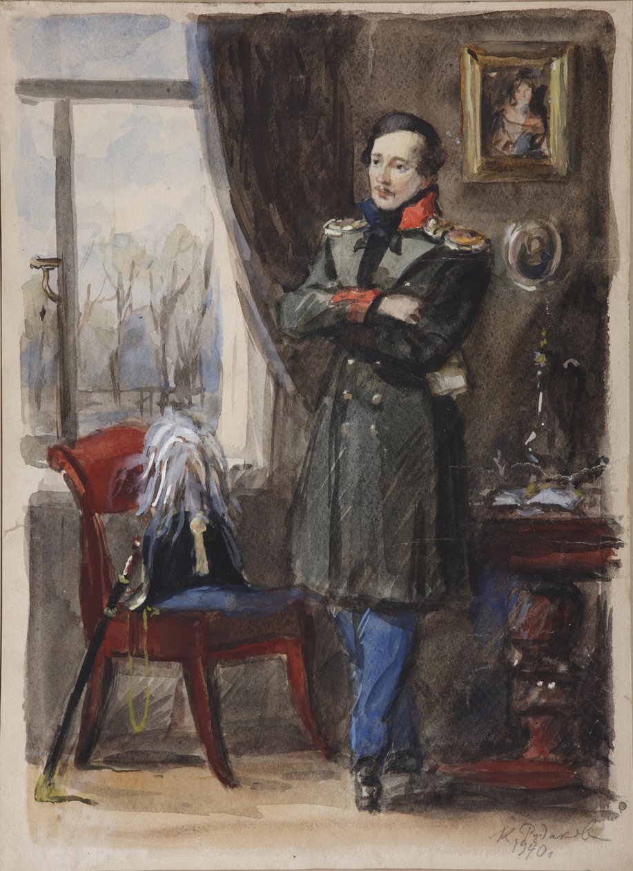 Portret poety Michaiła Lermontowa 1814-1841, 1940 autorstwa Konstantin Ivanovich Rudakov