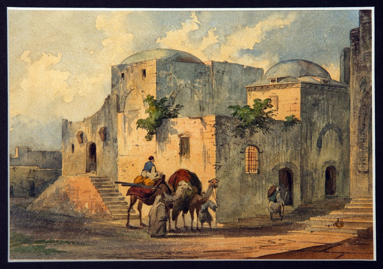 Via Dolorosa (Droga Cierpienia, Droga Krzyżowa) i Dom Poncjusza Piłata (10 pne-ok. 39 ne) w Jerozolimie. (Droga Boleści i Dom Poncjusza Piłata). Miejsca wymienione w Biblii, pielgrzymka dla chrześcijan, Via Dolorosa to ch autorstwa Konstantin Karlovich Gerz