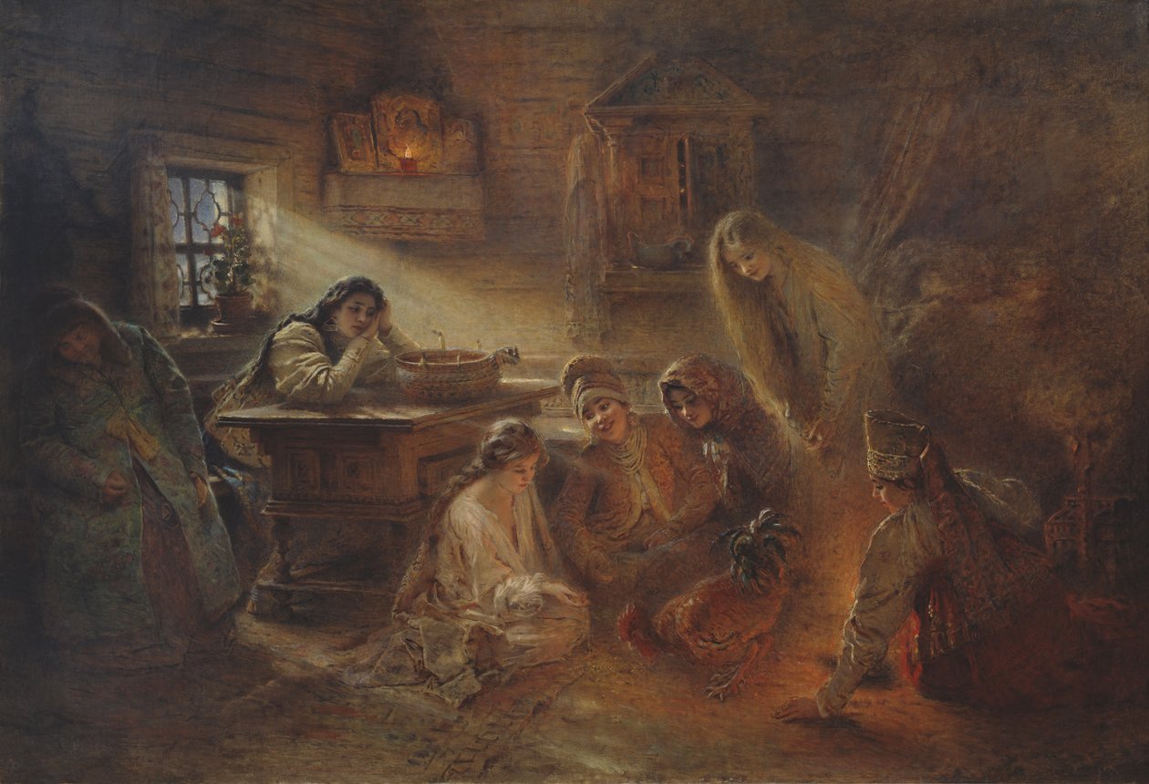 Wróżenie w Boże Narodzenie autorstwa Konstantin Makovsky