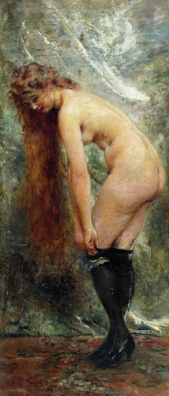 Rosyjski: "Akt w czarnych pończochach" Akt w czarnych pończochach autorstwa Konstantin Makovsky