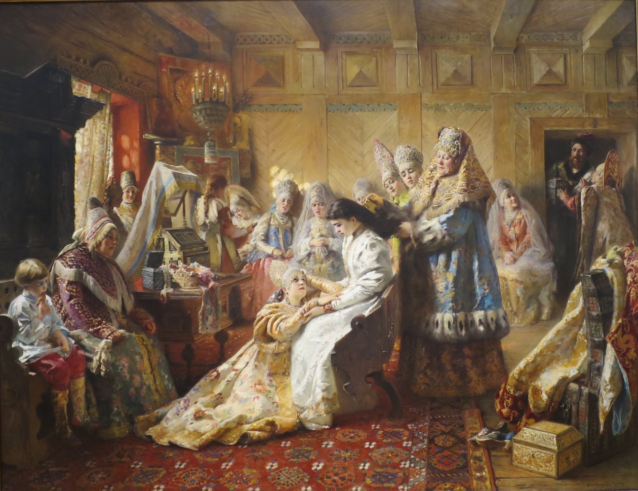 Strój rosyjskiej panny młodej autorstwa Konstantin Makovsky