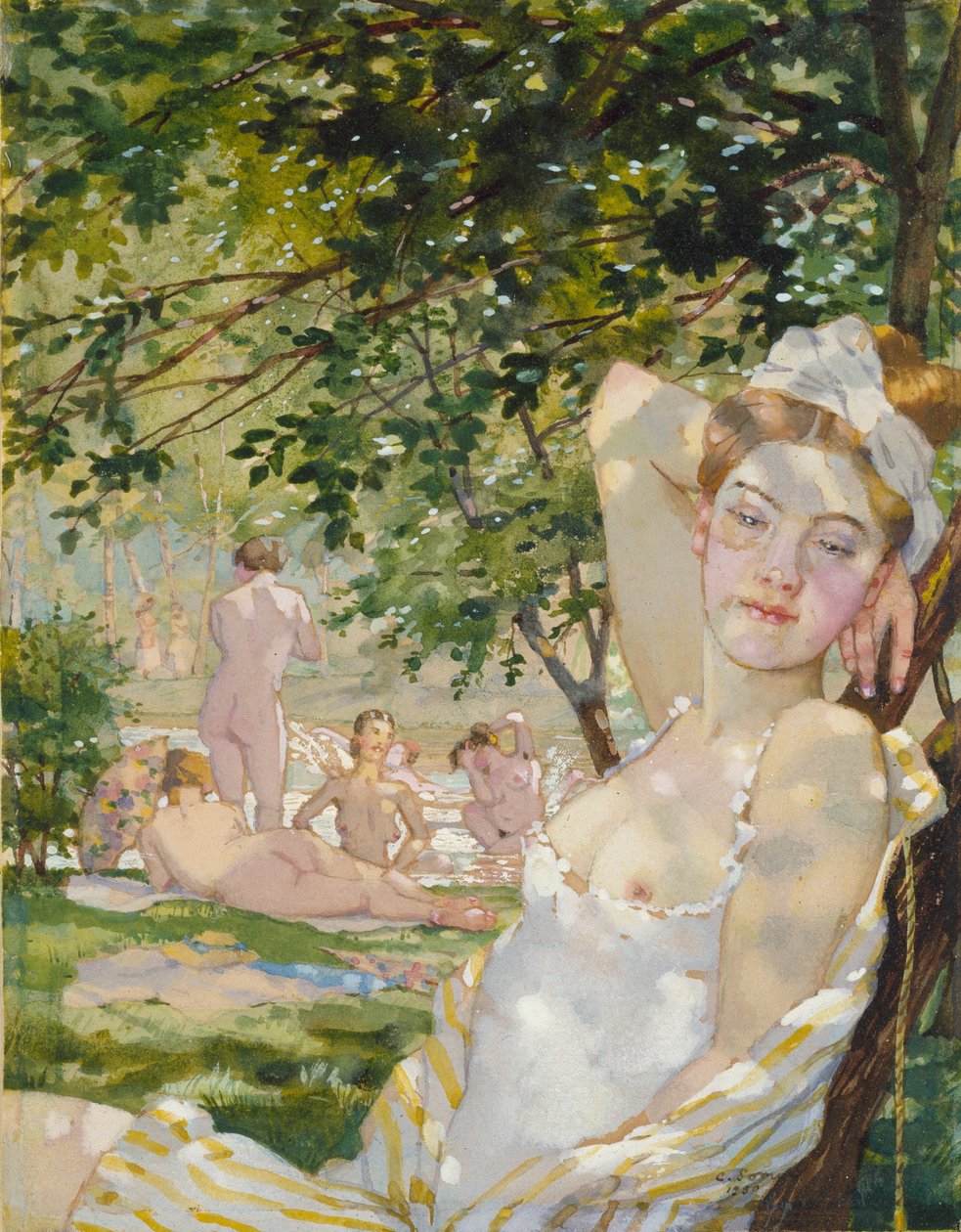 Kąpiący się w słońcu, 1930 autorstwa Konstantin Somov