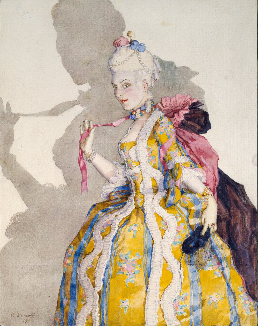 Projekt kostiumu markizy dla baletnicy Tamary Karsaviny, 1924 autorstwa Konstantin Somov