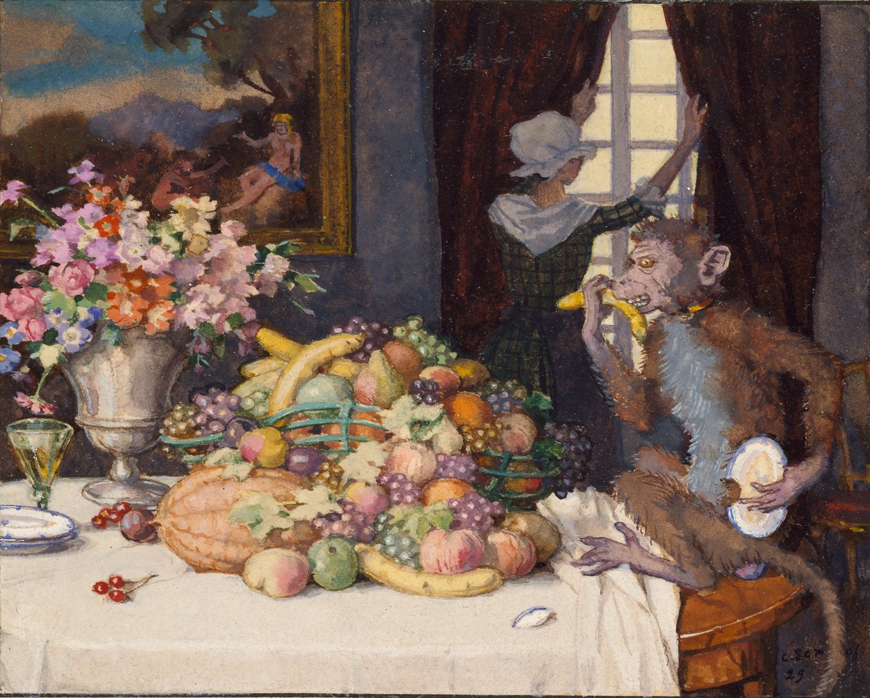 Chciwa Małpa, 1929 autorstwa Konstantin Somov