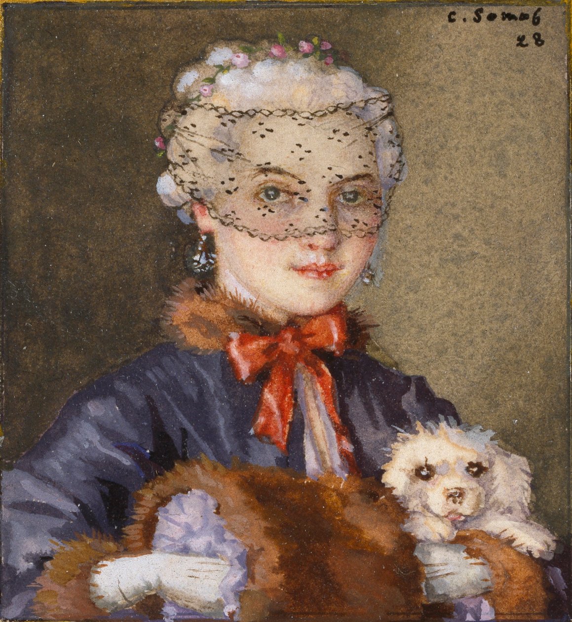 Dama z psem, 1928 autorstwa Konstantin Somov