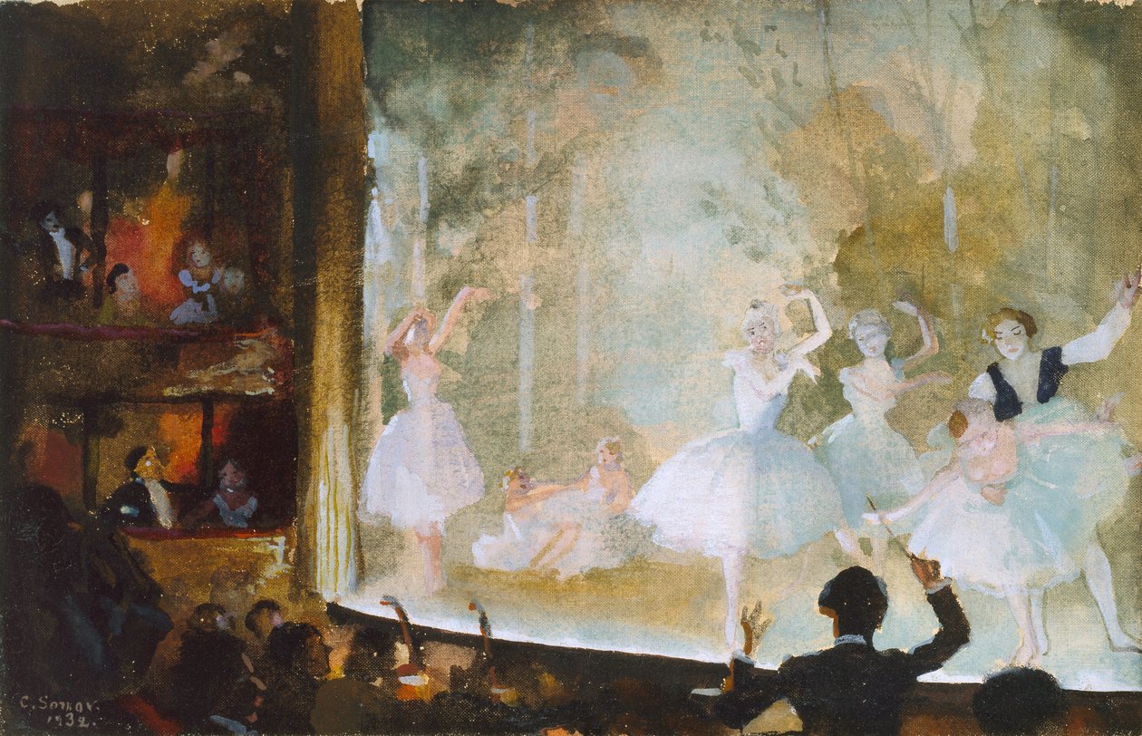 Balet Rosyjski, Pola Elizejskie: Les Sylphides, 1932 autorstwa Konstantin Somov