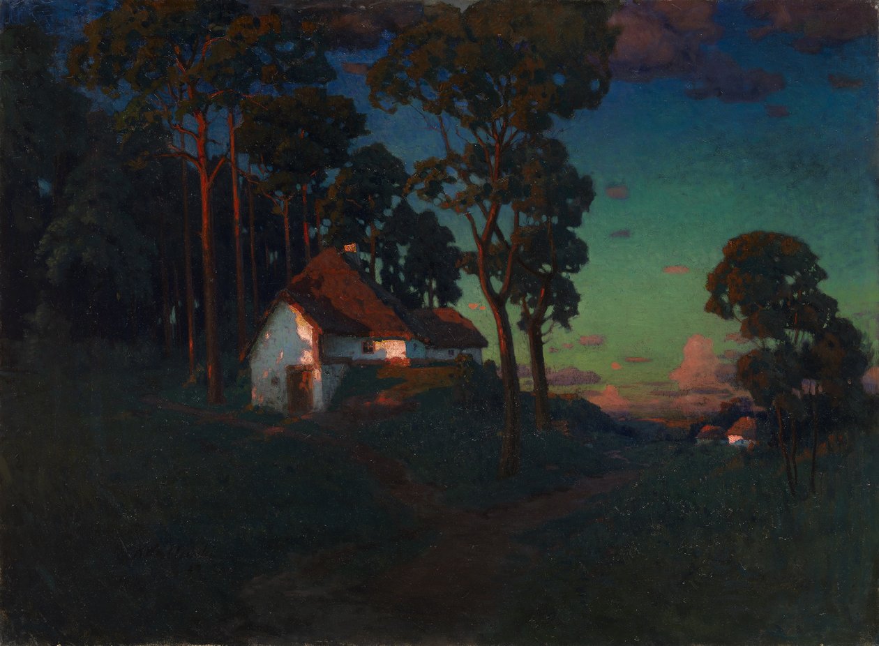 Wieś o zachodzie słońca, 1923 autorstwa Konstantin Wroblewski