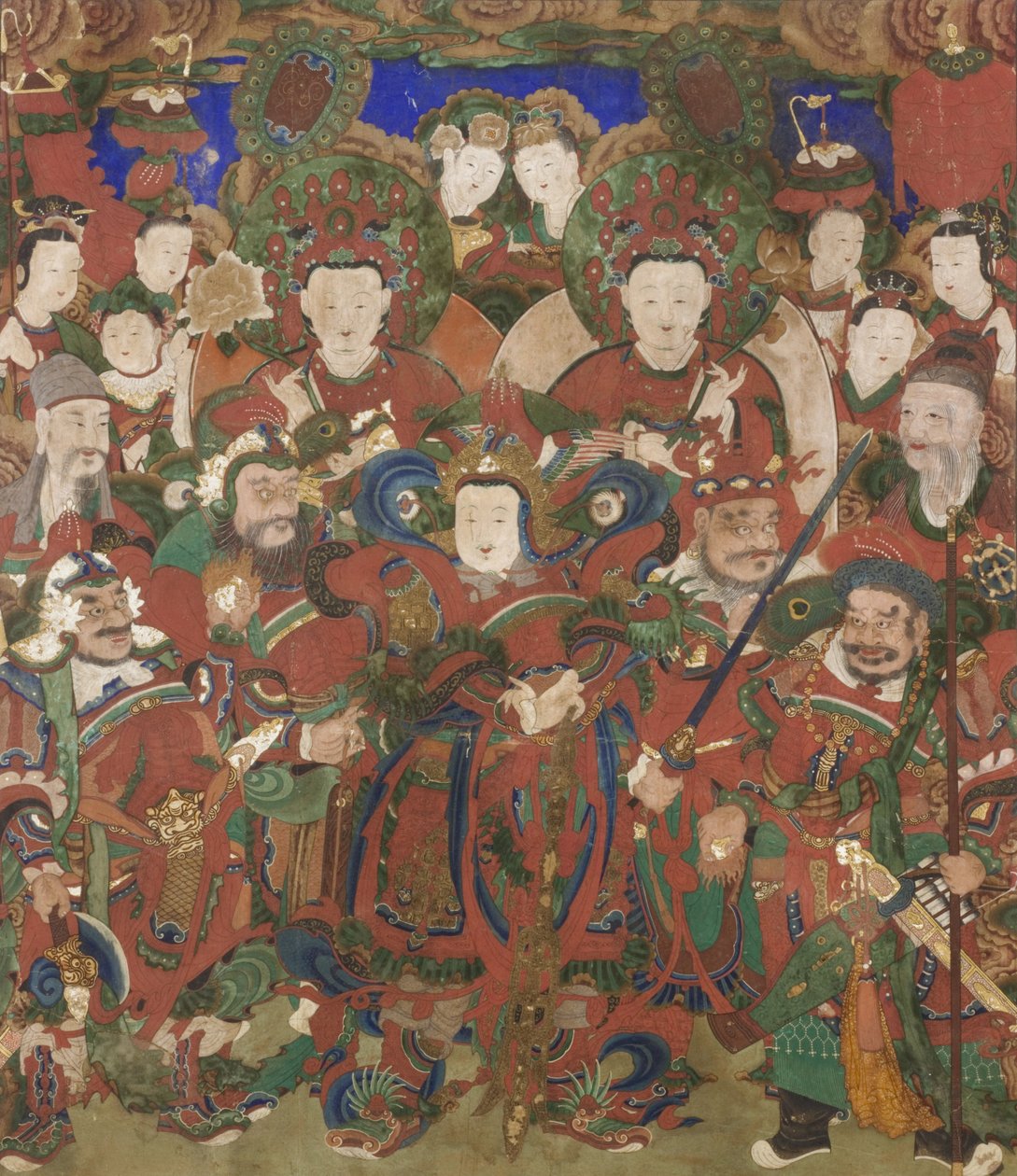 Bodhisattwowie Ochrony Doktryny Buddyjskiej, 1891 (panel, tusz i kolor na bawełnie) autorstwa Korean School