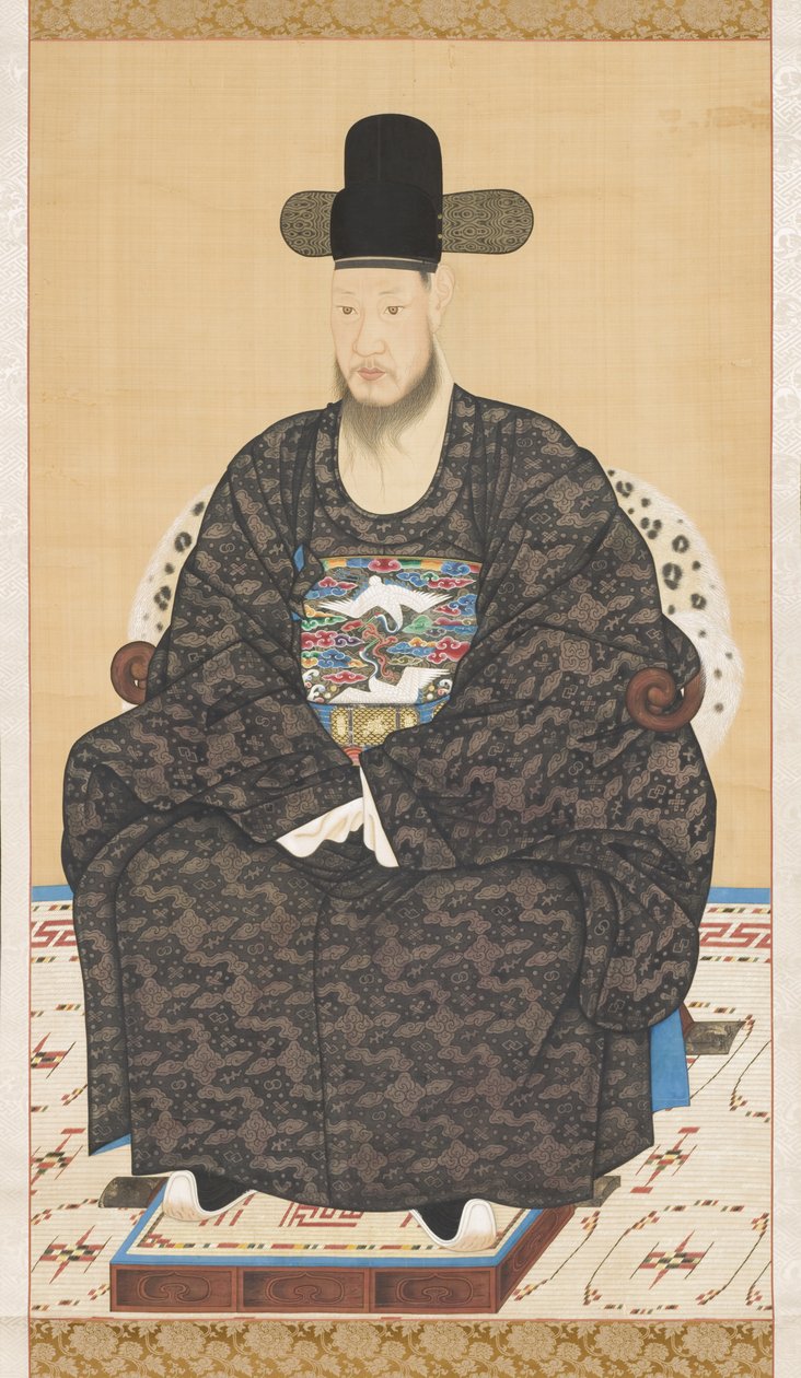 Portret uczonego w szacie urzędowej, XIX w. (zwój wiszący, tusz i kolor na jedwabiu) autorstwa Korean School