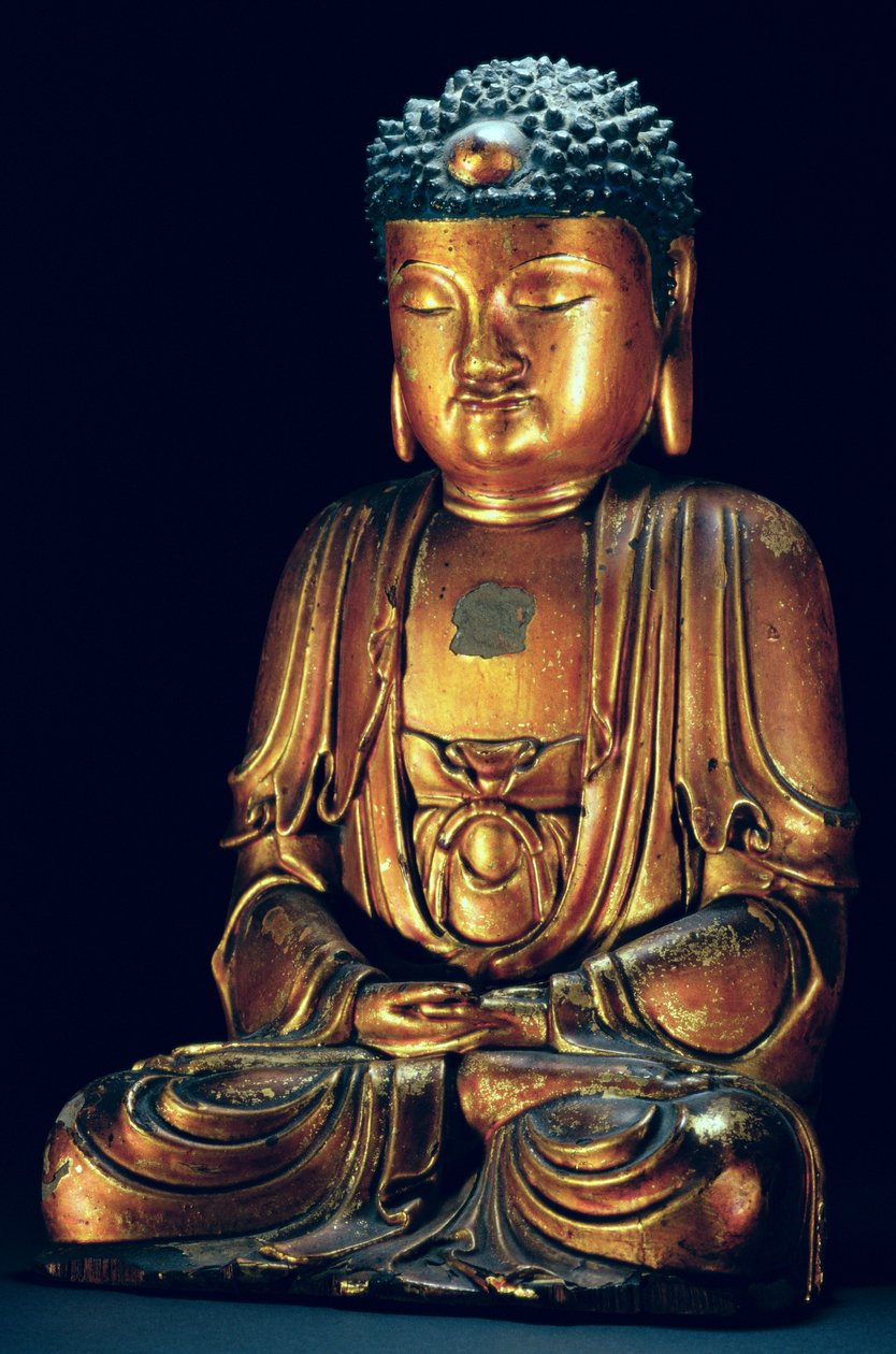 Figura siedzącego Buddy (złota laka) autorstwa Korean School