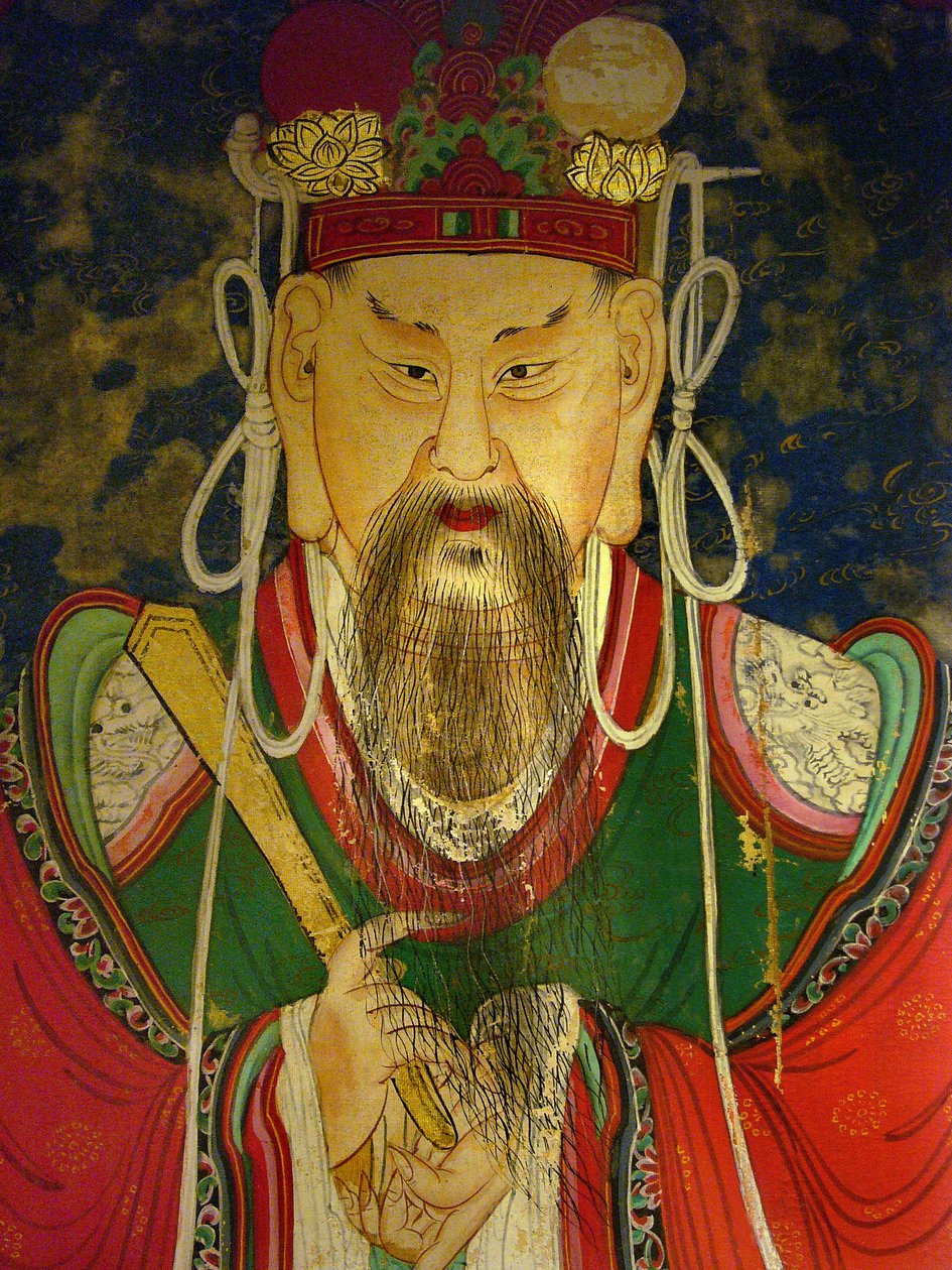 Detal, portret Dziesiątego Króla (Yeonsangun autorstwa Korean School