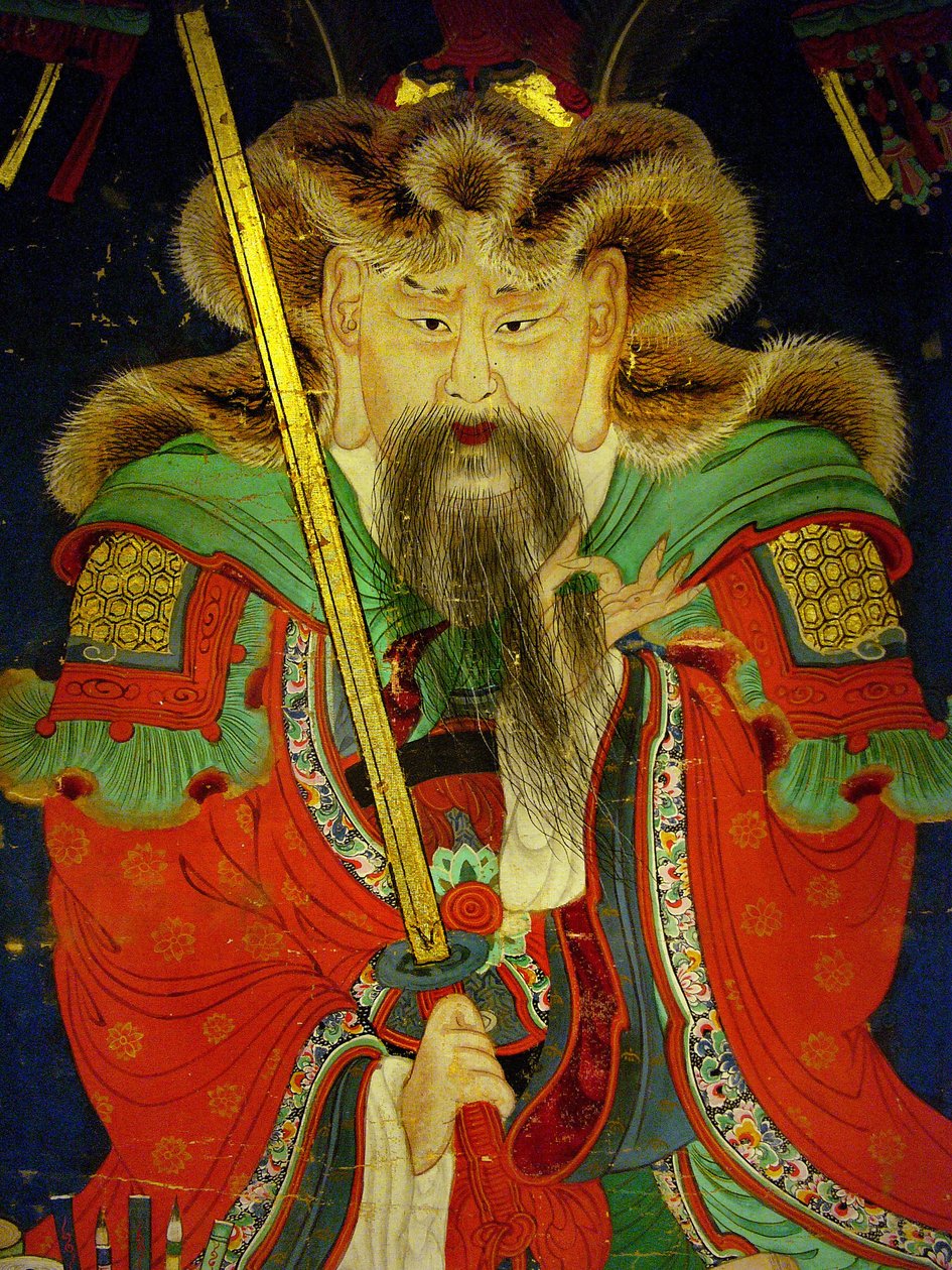 Detal, portret Dziesiątego Króla (Yeonsangun autorstwa Korean School
