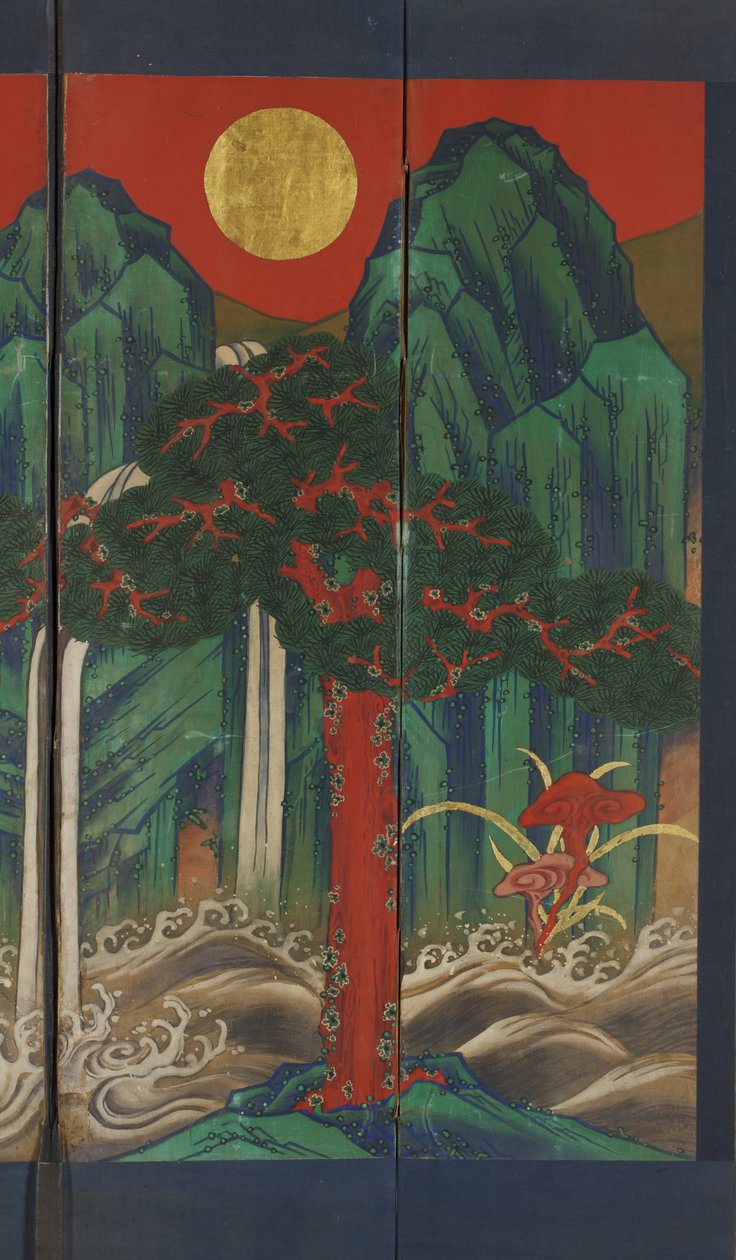 Pejzaż (tempera i złoty liść na panelu) autorstwa Korean School