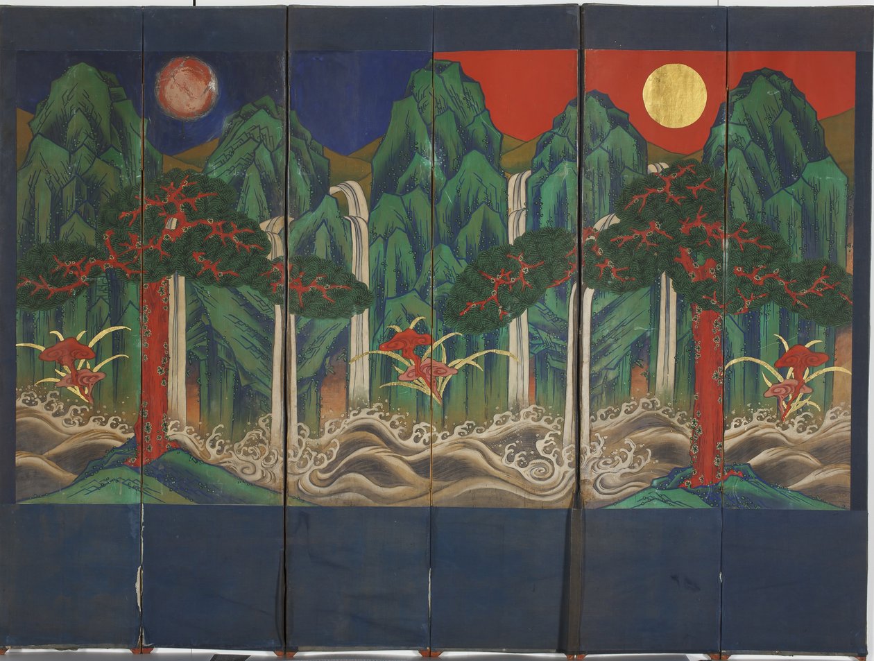 Pejzaż (tempera i złoty liść na panelu) autorstwa Korean School