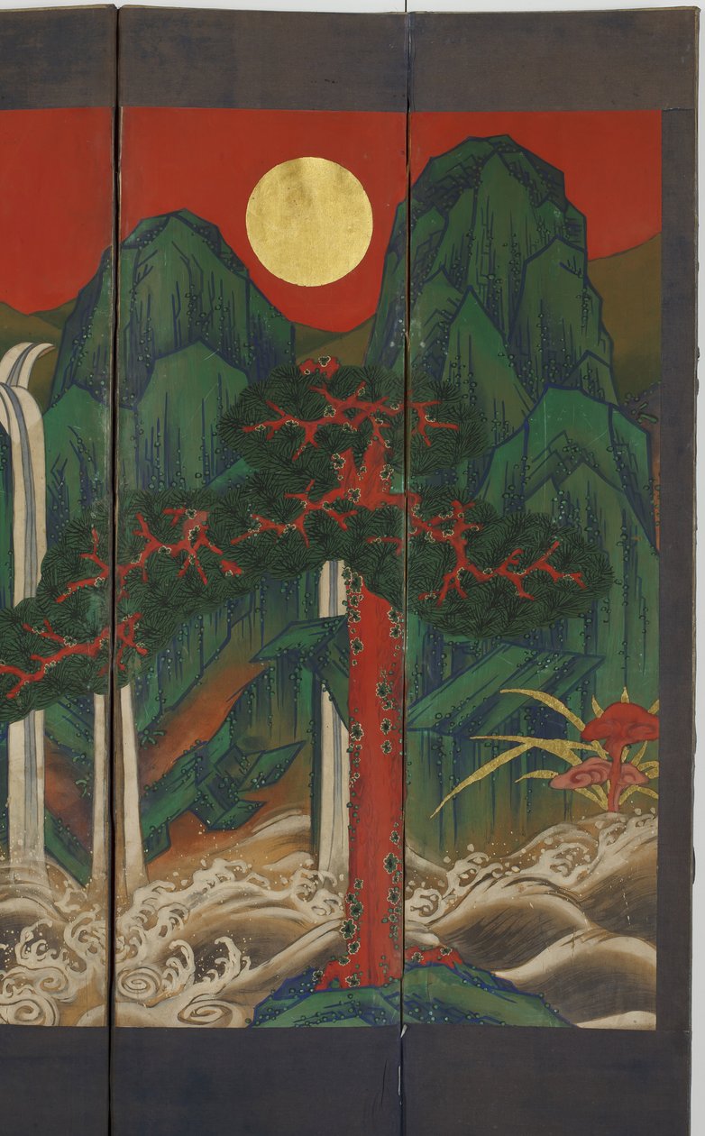 Pejzaż (tempera i złoty liść na panelu) autorstwa Korean School