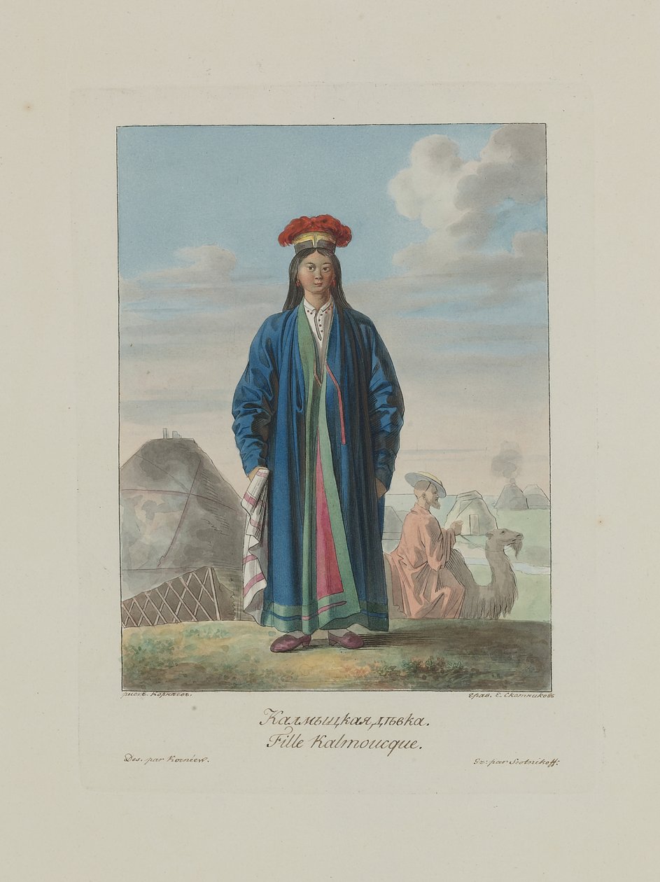 Kałmucka dziewczyna. Z narodów Rosji, 1812 autorstwa Korneev