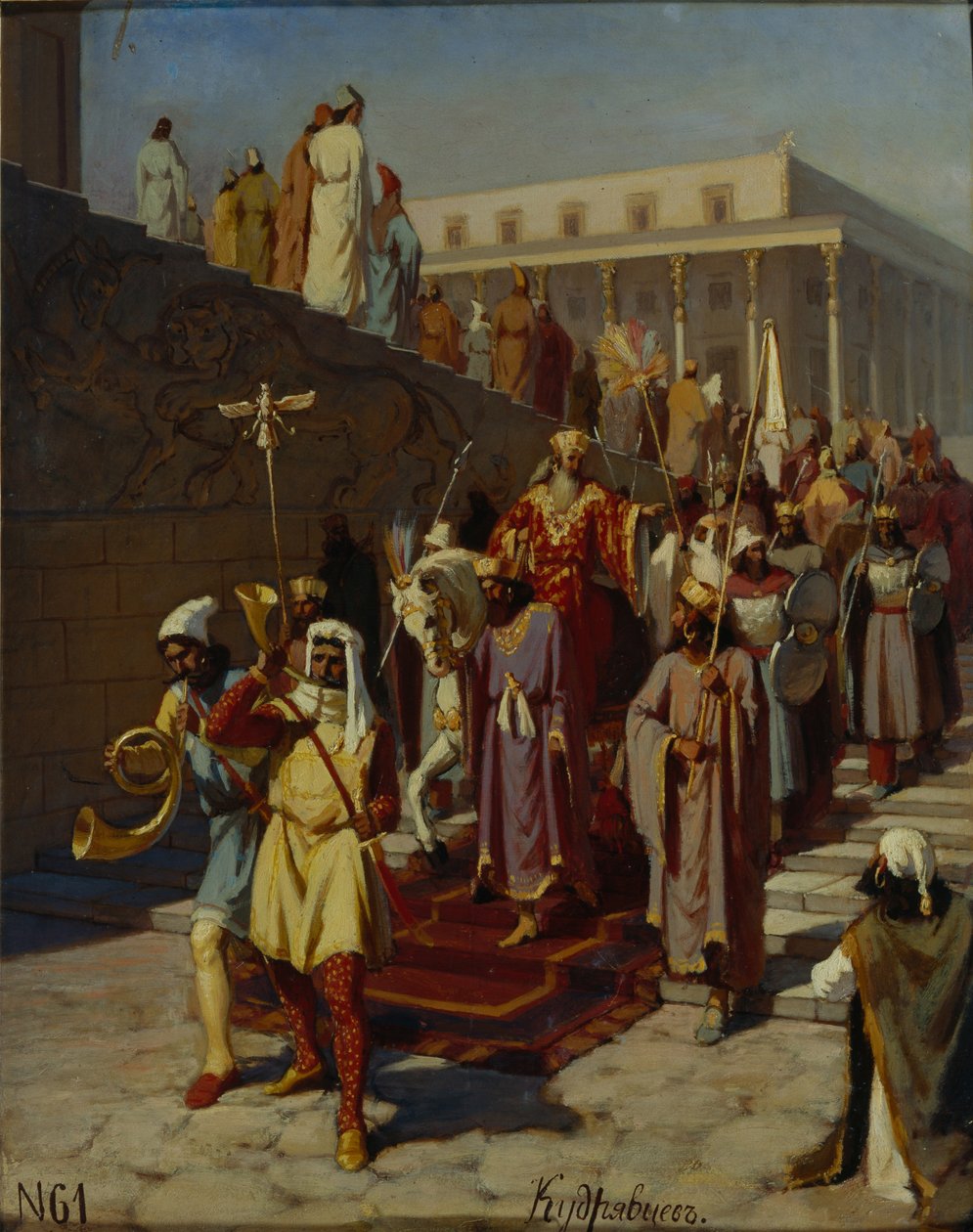 Triumfalna procesja Hamana, 1875 autorstwa Kozma Nikiforovich Kudryavtsev