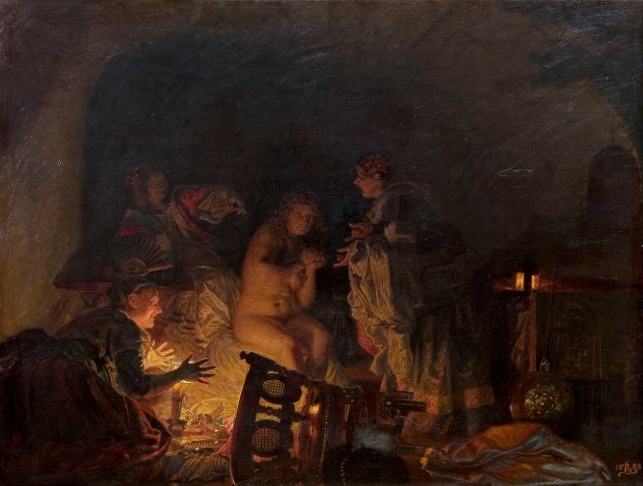Leonora Christina rozebrana i przeszukana przez sługi królowej Sofie Amalie autorstwa Kristian Zahrtmann