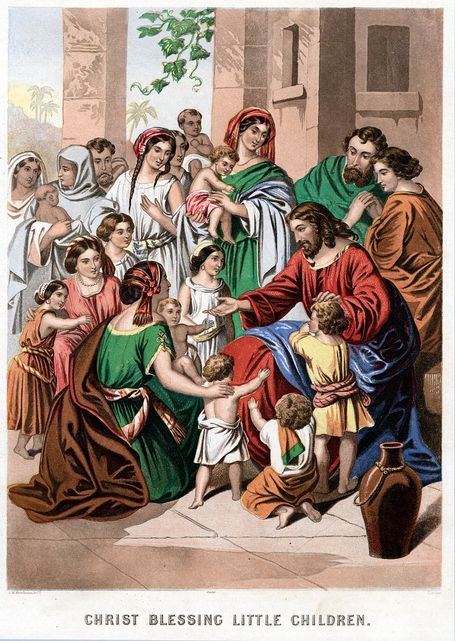 Chrystus błogosławi małe dzieci, połowa XIX wieku autorstwa Kronheim and Co