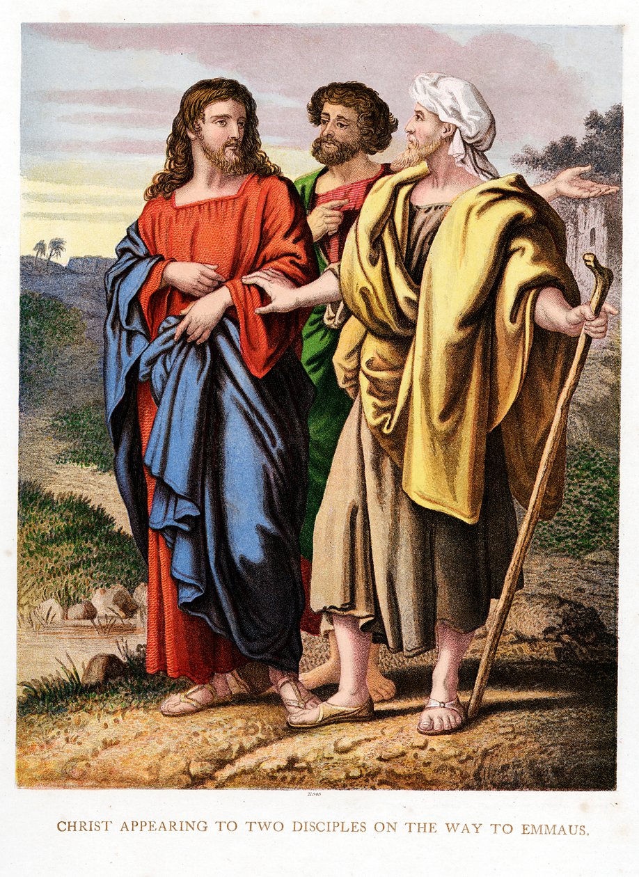 Chrystus ukazujący się dwóm uczniom na drodze do Emaus, ok. 1860 r. autorstwa Kronheim and Co