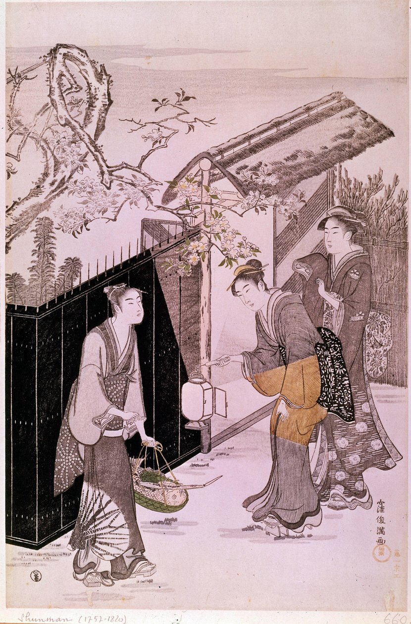 Powrót z poetyckiego wieczoru wiosną japońskiej grafiki Shunmana Kubo (1757-1820). Paryż, Muzeum Guimet, Narodowe Muzeum Sztuki Azjatyckiej autorstwa Kubo Shumman