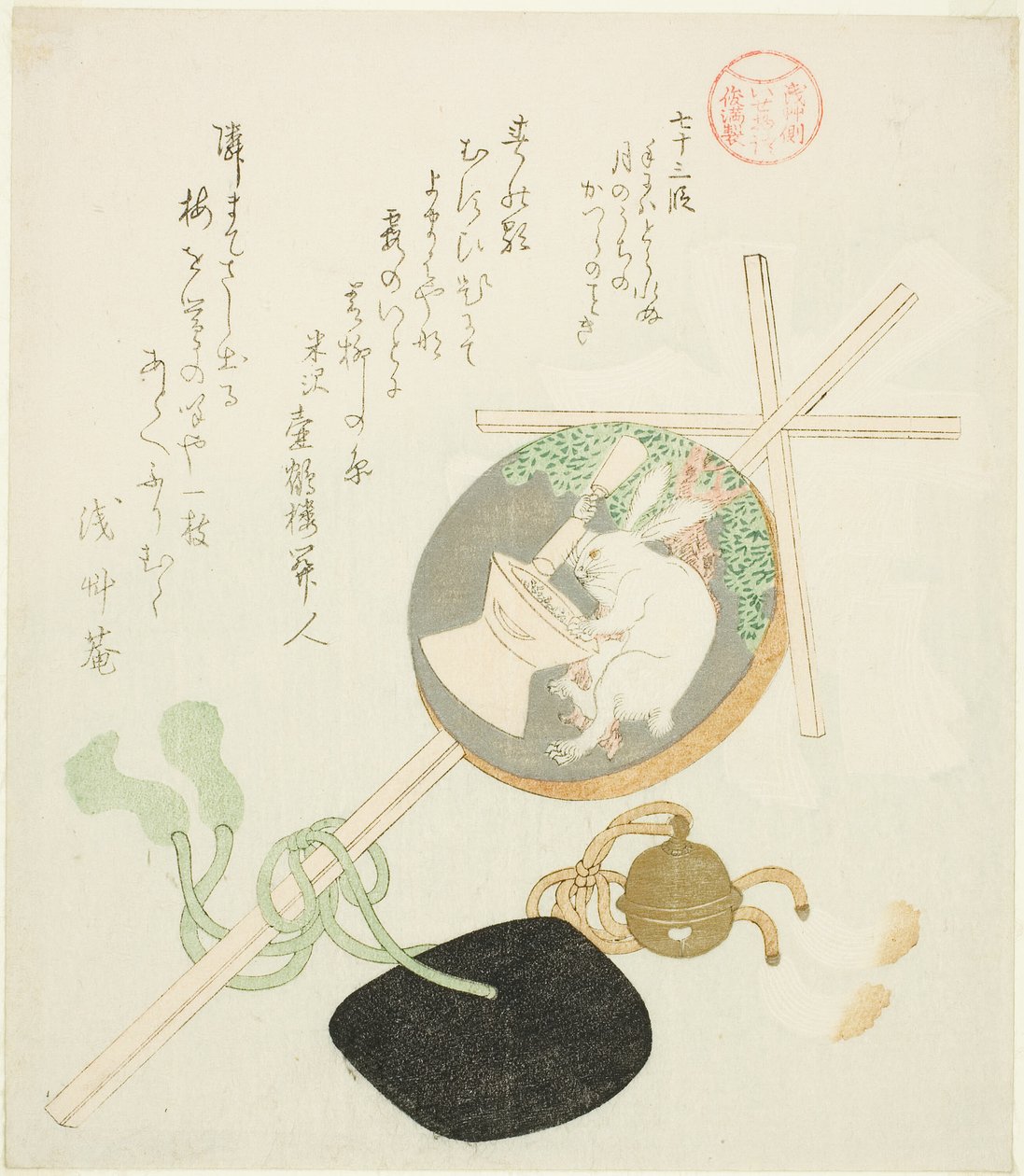 Episo de 73 (7 organizacji zawodowych), z serii „Taes of Ise for Te Asakusa Guro p (Asakusa River Ise Monogatari)” autorstwa Kubo Shunman